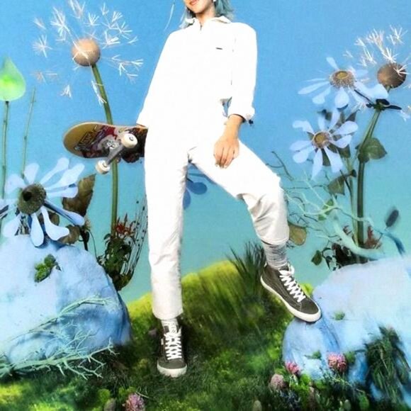 VANS Lizzie Armanto Jumpsuit Beige Cotton Stretch VN00036389F Size Women's Skate - Picture 3 of 6